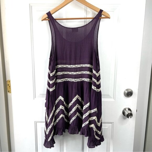 Free People Intimately Free Voile and Lace Trapeze Slip Dress Purple Size Medium - Picture 7 of 8